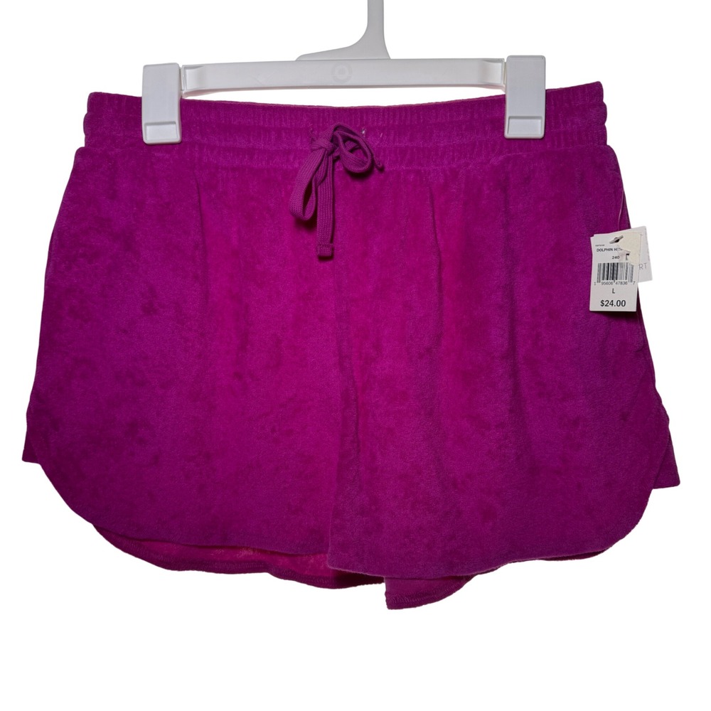 Ultra Flirt Womens Magenta Pink Terry Cloth‎ Dolphin Hem Shorts Size L NWT